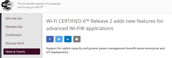 wifi6第2版改善电源管理和上行链路正式发布